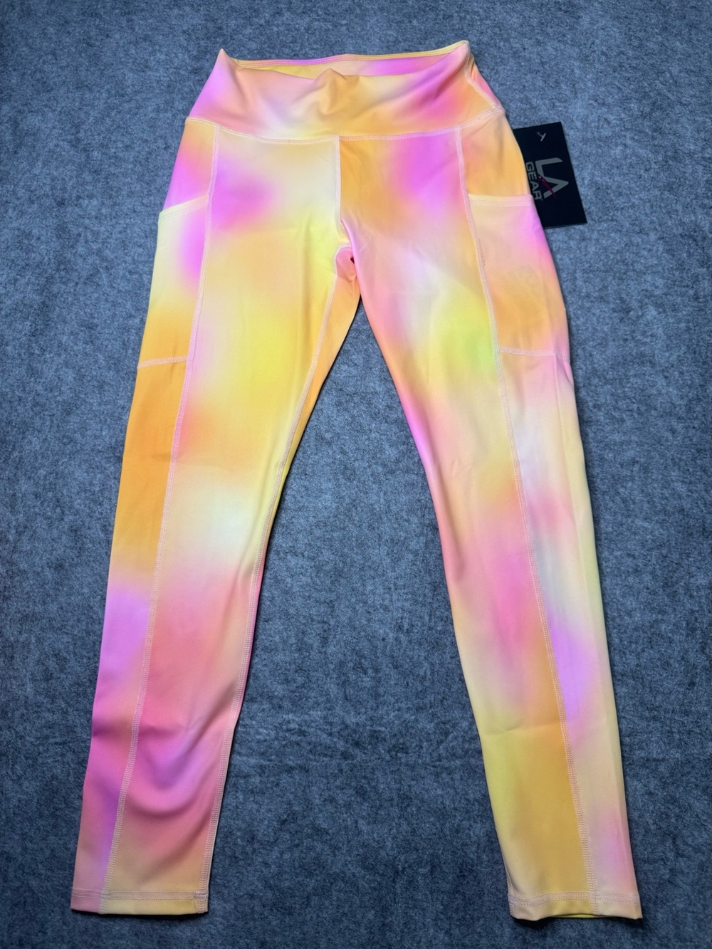 LA Gear High Waist Tie Dye Leggings Side Pockets Small NWT